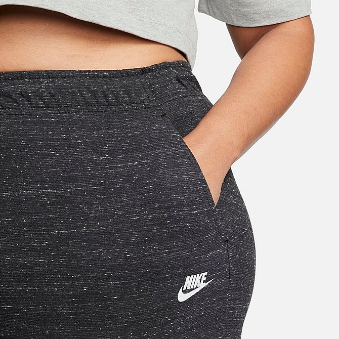 Back Right view of Women's Nike Sportswear Gym Vintage Capri Pants (Plus Size) in Black/White Click to zoom