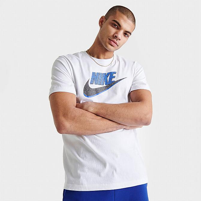 Front view of Men's Nike Sportswear Futura T-Shirt in White/Black Click to zoom