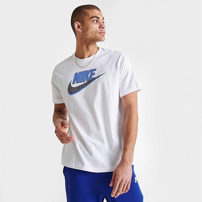 Back Left view of Men's Nike Sportswear Futura T-Shirt in White/Black Click to zoom