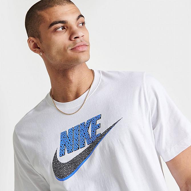 On Model 5 view of Men's Nike Sportswear Futura T-Shirt in White/Black Click to zoom