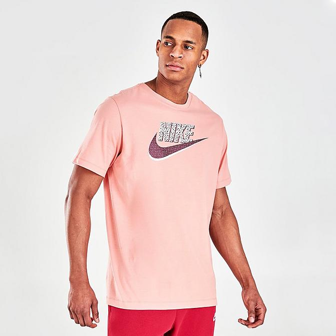 Front view of Men's Nike Sportswear Futura T-Shirt in Light Madder Root/Sangria Click to zoom