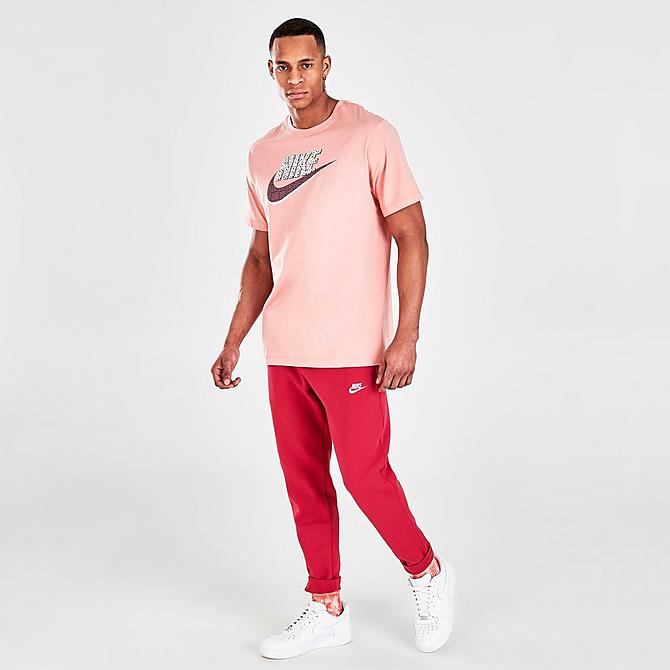 Front Three Quarter view of Men's Nike Sportswear Futura T-Shirt in Light Madder Root/Sangria Click to zoom
