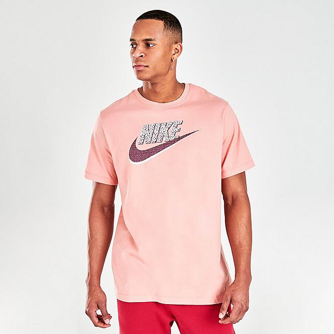 Back Left view of Men's Nike Sportswear Futura T-Shirt in Light Madder Root/Sangria Click to zoom