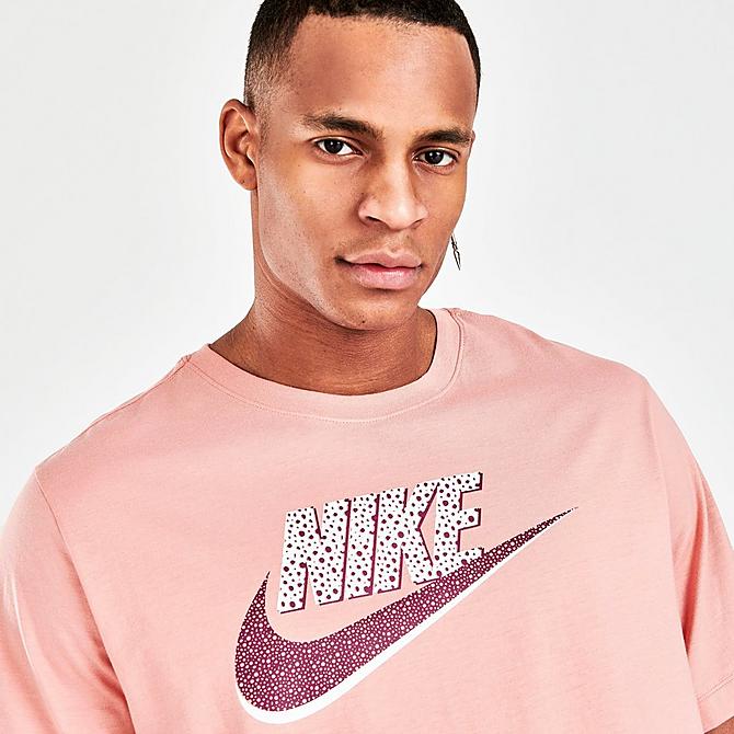 On Model 5 view of Men's Nike Sportswear Futura T-Shirt in Light Madder Root/Sangria Click to zoom