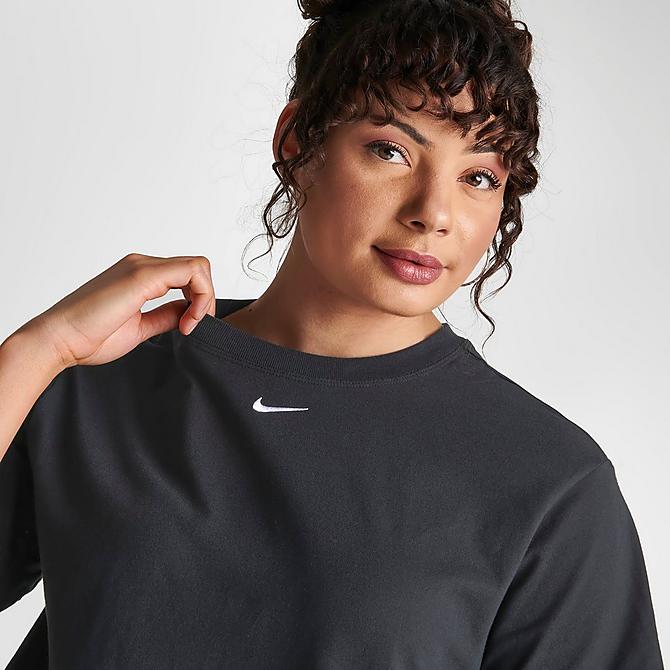 On Model 5 view of Women's Nike Sportswear Essential T-Shirt in Black/White Click to zoom