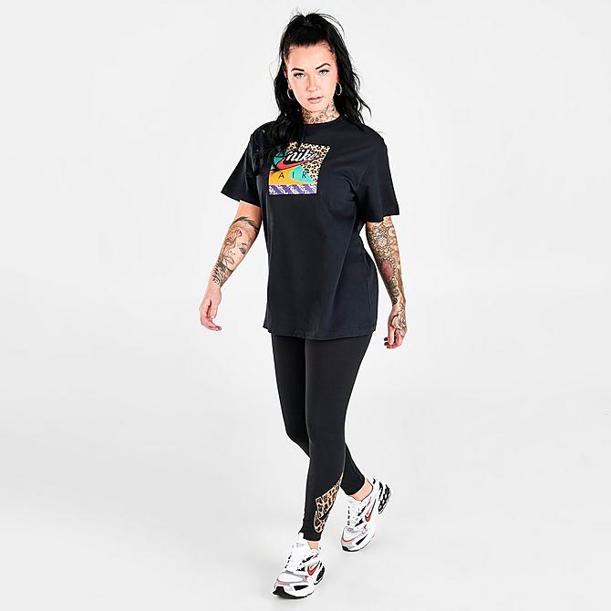 Front Three Quarter view of Women's Nike Sportswear Airloom Patchwork T-Shirt in White Click to zoom