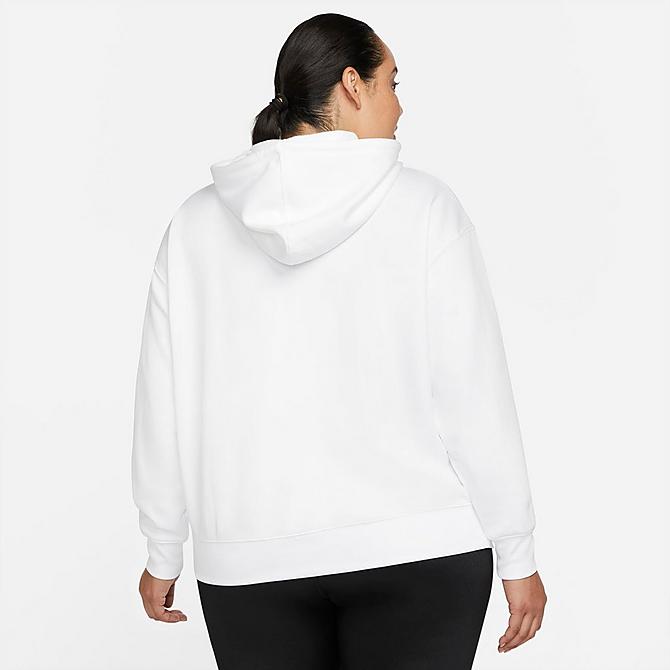 Back Left view of Women's Nike Therma-FIT Fleece Pullover Graphic Training Hoodie (Plus Size) in White/Black Click to zoom