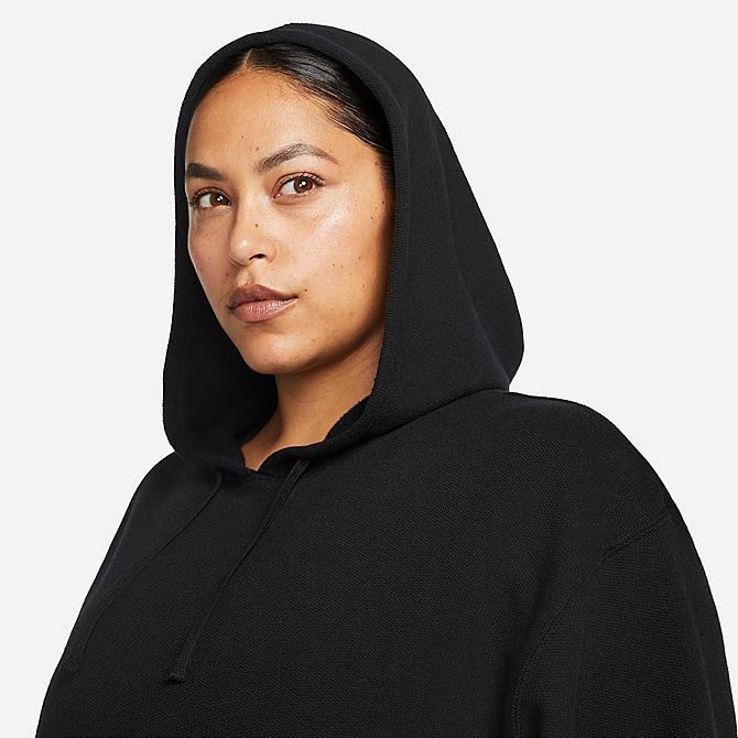 Back Right view of Women's Nike Yoga Cozy Cover-Up Top (Plus Size) in Black/Dark Smoke Grey Click to zoom