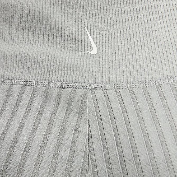 Back Right view of Women's Nike Yoga Luxe Fuzzy Ribbed Jogger Pants (Plus Size) in Particle Grey/Htr/Platinum Tint Click to zoom