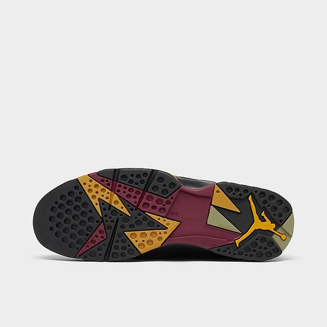 Bottom view of Air Jordan Retro 7 SE Basketball Shoes in Black/Cherrywood Red/Neutral Olive Click to zoom
