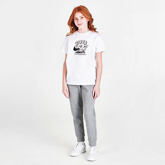 Front Three Quarter view of Girls' Nike Sportswear Love T-Shirt in White Click to zoom
