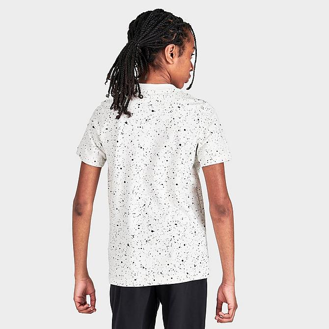 Back Right view of Kids' Nike Speckle Allover Print Futura T-Shirt in Light Bone Click to zoom