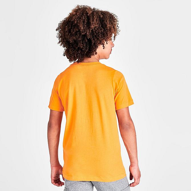 Back Right view of Boys' Nike Sportswear Swoosh Pack T-Shirt in Kumquat Click to zoom