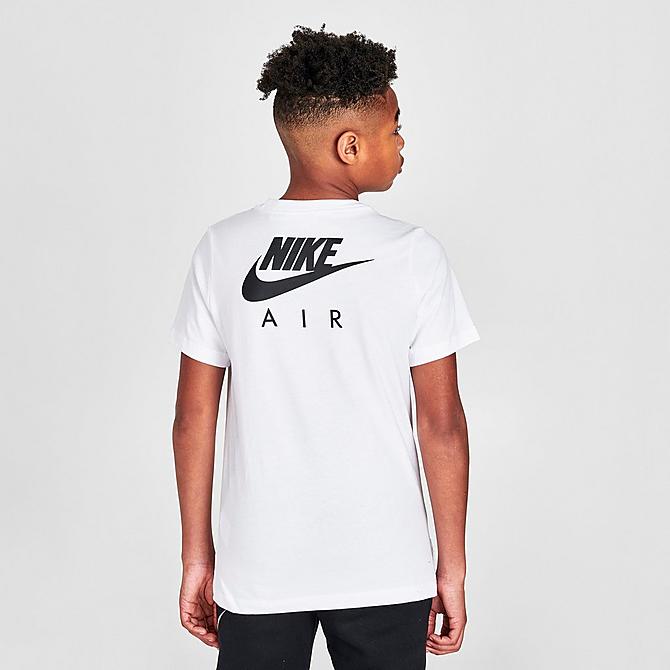 Back Right view of Boys' Nike Air T-Shirt in White/Black Click to zoom