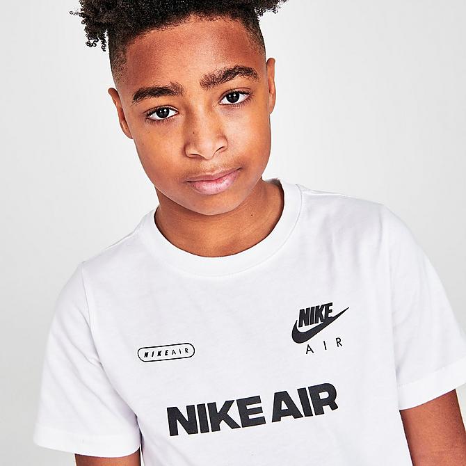 On Model 5 view of Boys' Nike Air T-Shirt in White/Black Click to zoom