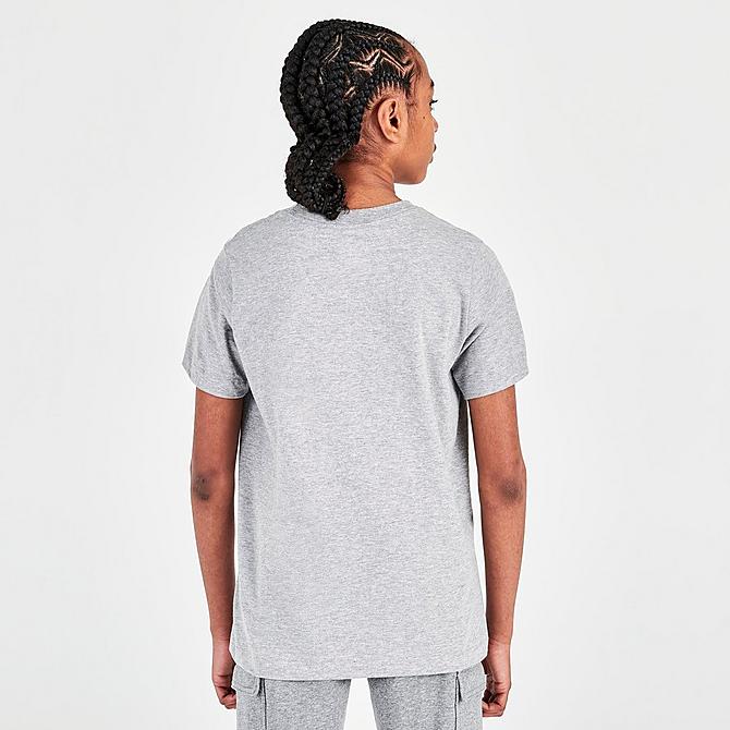 Back Right view of Kids' Nike Swoosh Speckle T-Shirt in Dark Grey Heather Click to zoom