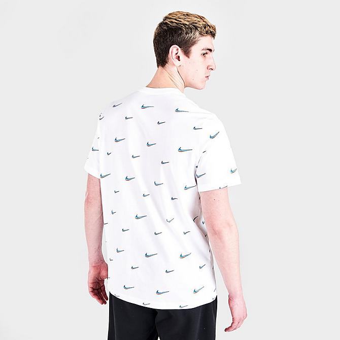 Back Right view of Men's Nike Basketball Swoosh Ball Graphic Print Short-Sleeve T-Shirt in White Click to zoom