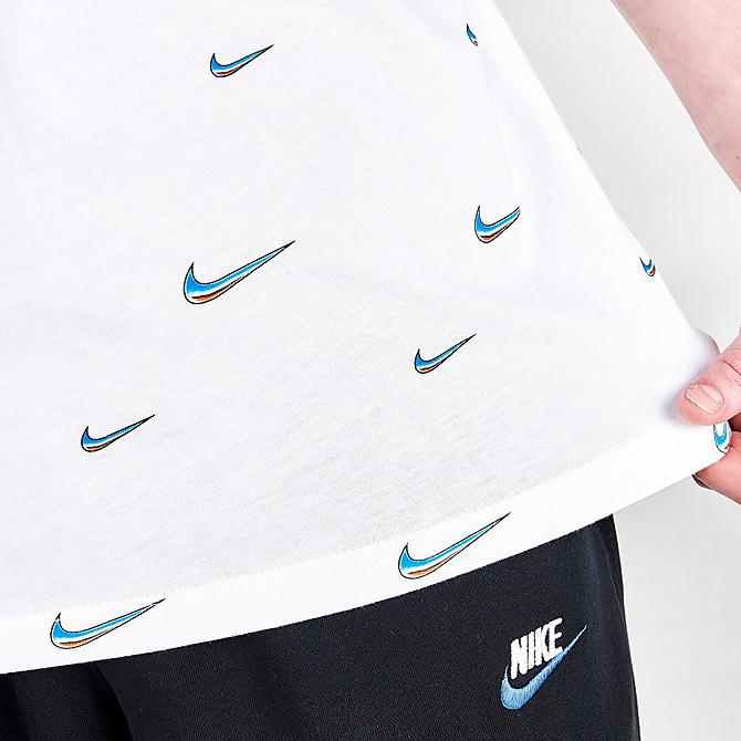On Model 6 view of Men's Nike Basketball Swoosh Ball Graphic Print Short-Sleeve T-Shirt in White Click to zoom
