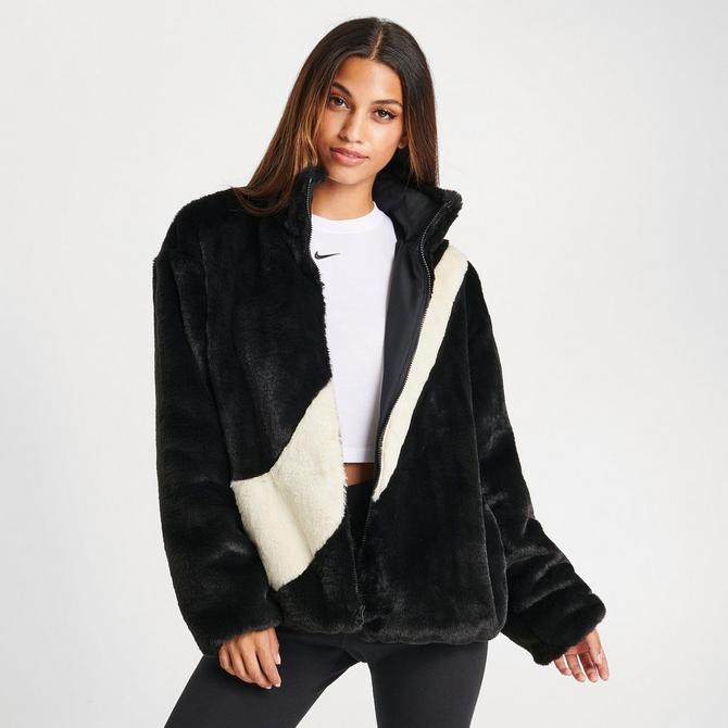 Nike Sportswear Swoosh Faux Fur Jacket | Finish Line