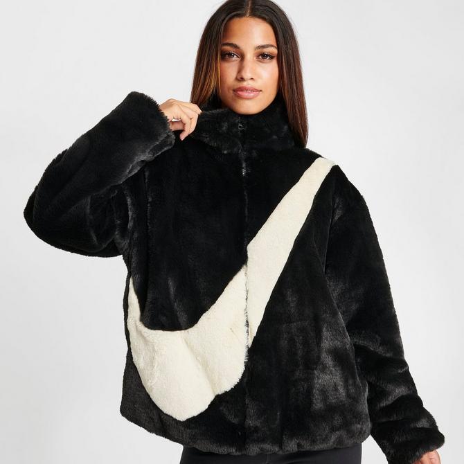 Nike Sportswear Swoosh Faux Fur Jacket| Finish Line