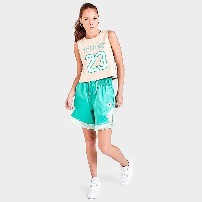 Front Three Quarter view of Women's Jordan (Her)itage Core Tank in Sanddrift/Mint Foam Click to zoom