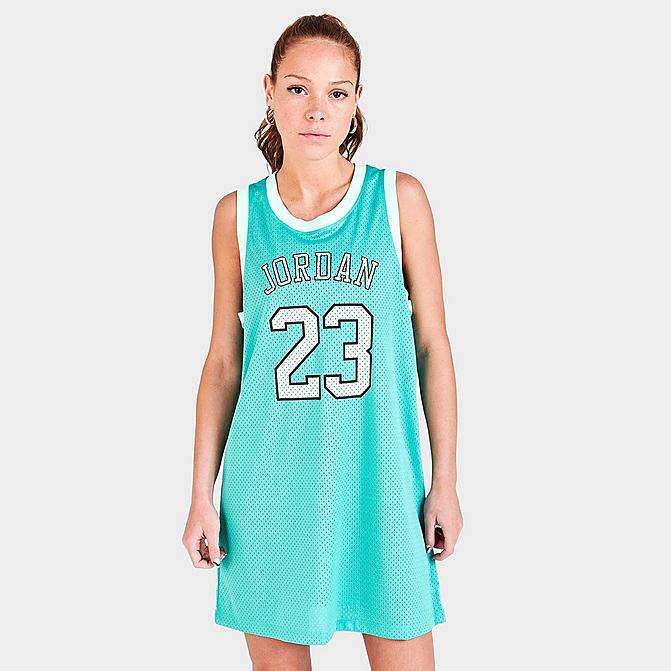 Front view of Women's Jordan Heritage Dress in Washed Teal/Mint Foam/Black Click to zoom
