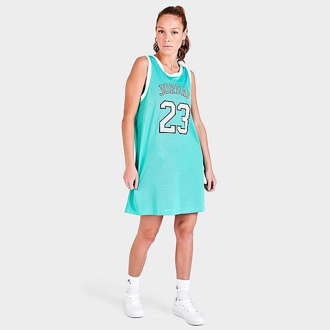 Front Three Quarter view of Women's Jordan Heritage Dress in Washed Teal/Mint Foam/Black Click to zoom