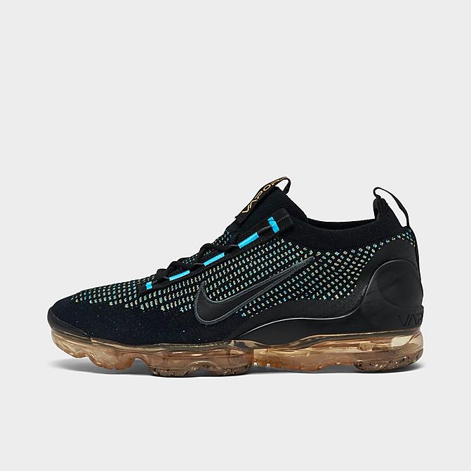 Right view of Nike Air VaporMax 2021 Flyknit Extra Smile Running Shoes in Multi/Pollen/Chlorine Blue/Black Click to zoom