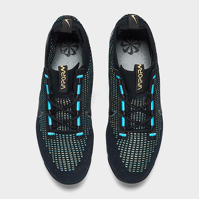 Back view of Nike Air VaporMax 2021 Flyknit Extra Smile Running Shoes in Multi/Pollen/Chlorine Blue/Black Click to zoom