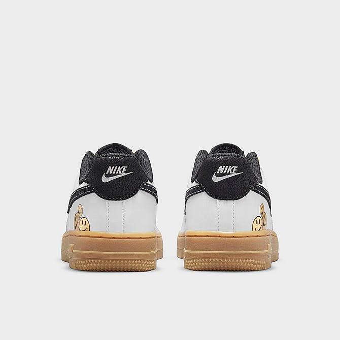 Left view of Little Kids' Nike Air Force 1 LV8 Swoosh Smiley Casual Shoes in White/Anthracite/Yellow Strike/Gum Light Brown/Team Orange/Metallic Gold Click to zoom