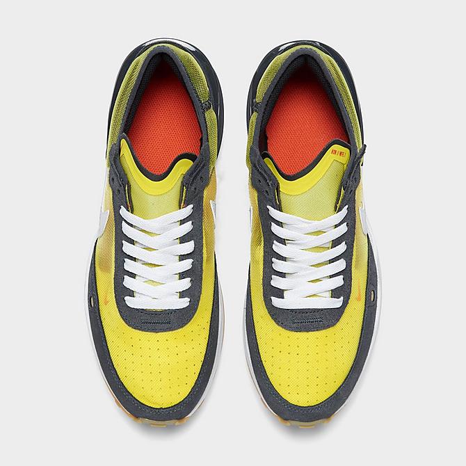 Back view of Big Kids' Nike Waffle One Swoosh Smiley Casual Shoes in Yellow Strike/White/Anthracite/Team Orange/Gum Light Brown/Metallic Gold Click to zoom
