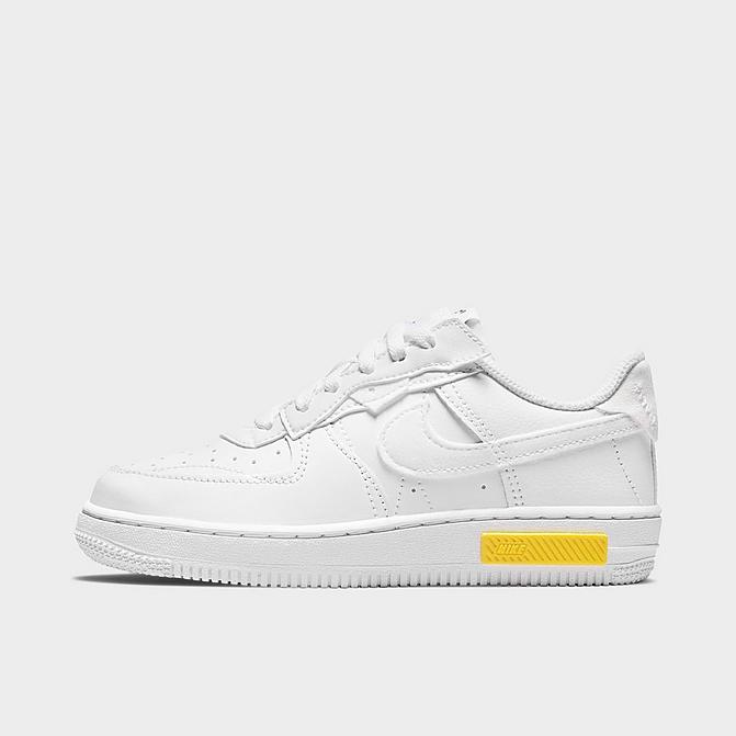 Right view of Little Kids' Nike Air Force 1 Fontanka Casual Shoes in White/White/Opti Yellow/White Click to zoom