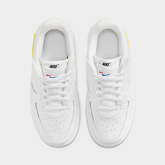 Back view of Little Kids' Nike Air Force 1 Fontanka Casual Shoes in White/White/Opti Yellow/White Click to zoom