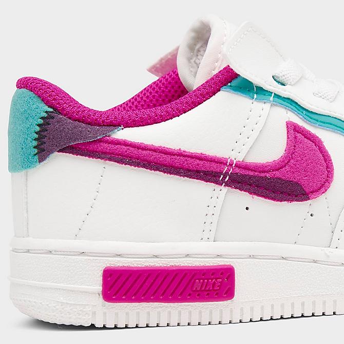 Front view of Girls’ Toddler Nike Air Force 1 Fontanka Casual Shoes in Sail/Pink Prime/Washed Teal/Sangria Click to zoom