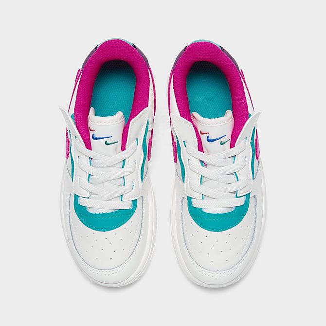 Back view of Girls’ Toddler Nike Air Force 1 Fontanka Casual Shoes in Sail/Pink Prime/Washed Teal/Sangria Click to zoom
