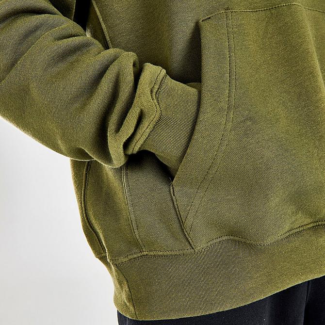 On Model 6 view of Men's Nike Sportswear Club Logo Twist Fleece Pullover Hoodie in Rough Green Click to zoom
