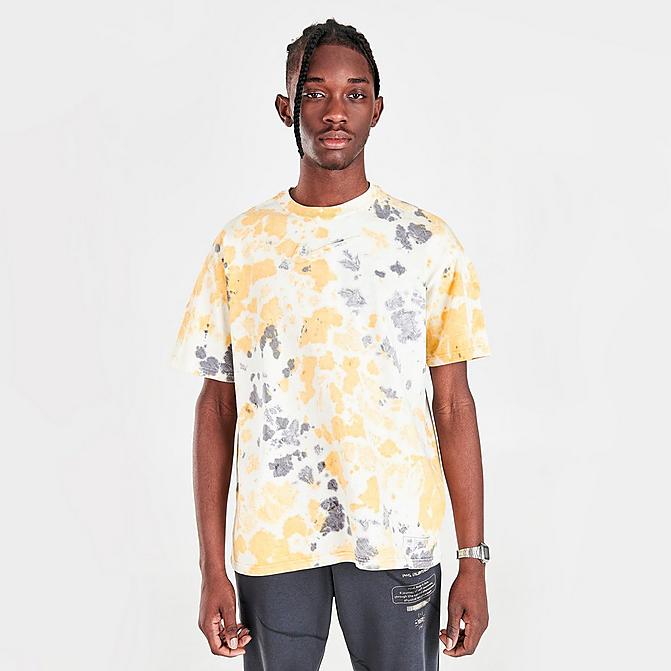 Front view of Men's Nike Sportswear Max 90 All-Over Print T-Shirt in Cave Purple/Coconut Milk/Pollen Click to zoom