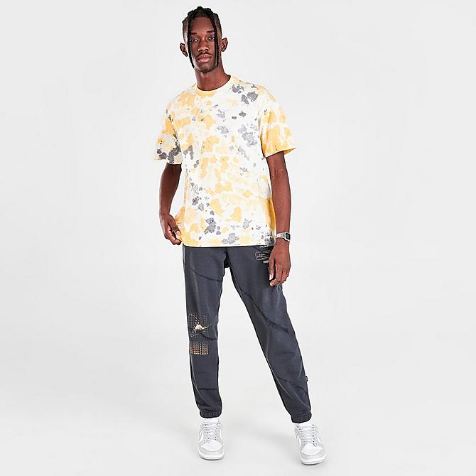 Front Three Quarter view of Men's Nike Sportswear Max 90 All-Over Print T-Shirt in Cave Purple/Coconut Milk/Pollen Click to zoom