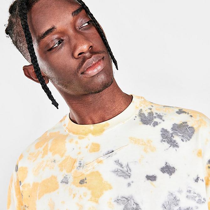 On Model 5 view of Men's Nike Sportswear Max 90 All-Over Print T-Shirt in Cave Purple/Coconut Milk/Pollen Click to zoom