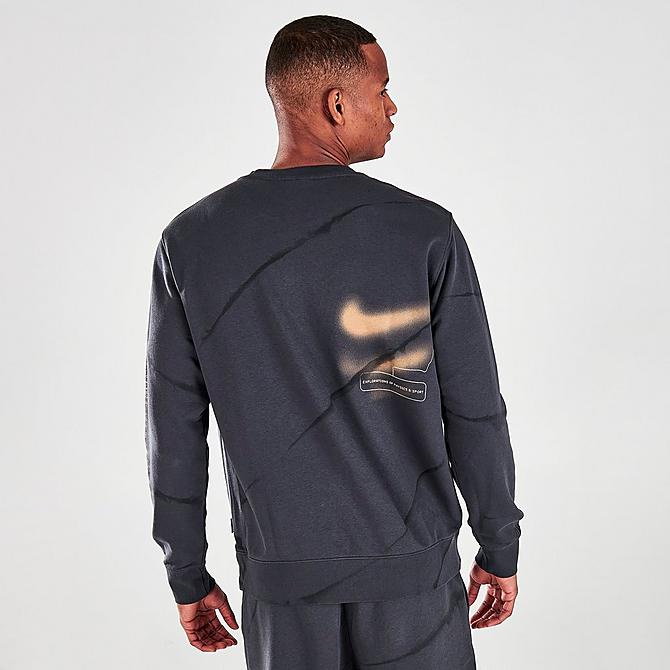Back Right view of Men's Nike Sportswear Mind, Body, Sole Pullover Crewneck Sweatshirt in Anthracite/Black Click to zoom
