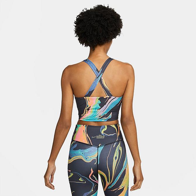 Front Three Quarter view of Women's Nike Aurora Marbled Cropped Tank in Black/Multi Click to zoom