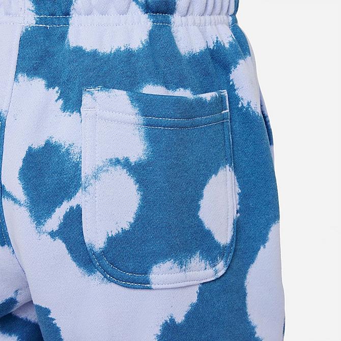 On Model 6 view of Boys' Nike Sportswear All-Over Print French Terry Shorts in Light Marine/Black Click to zoom