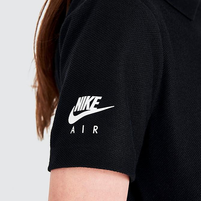 On Model 6 view of Girls' Nike Air Quarter-Zip Polo Dress in Black/White Click to zoom