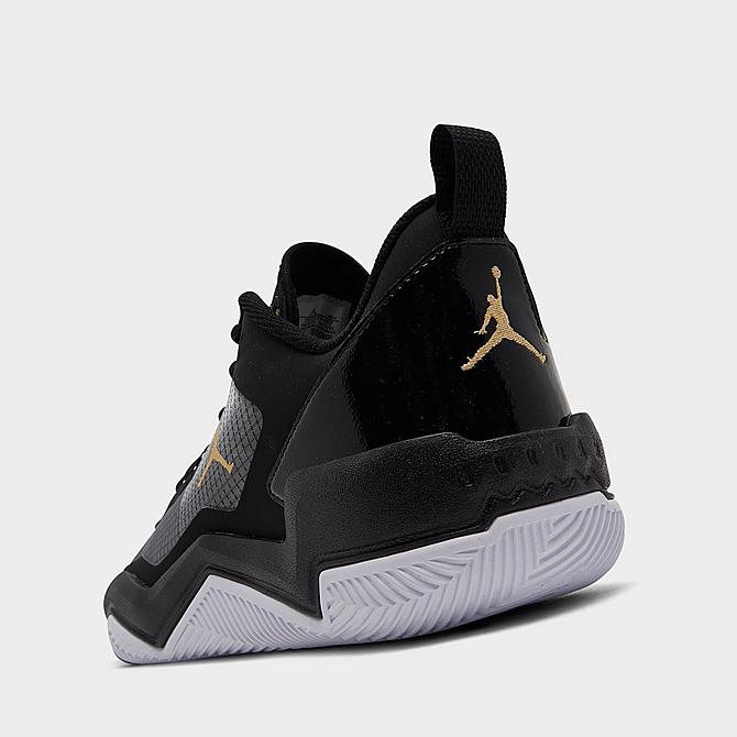 Front view of Jordan One Take 4 Basketball Shoes in Black/Metallic Gold/White Click to zoom
