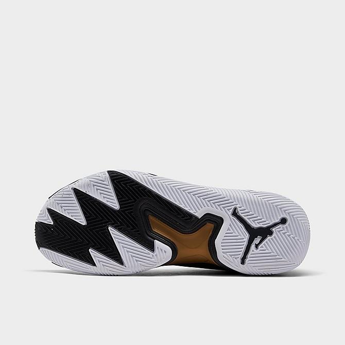 Bottom view of Jordan One Take 4 Basketball Shoes in Black/Metallic Gold/White Click to zoom