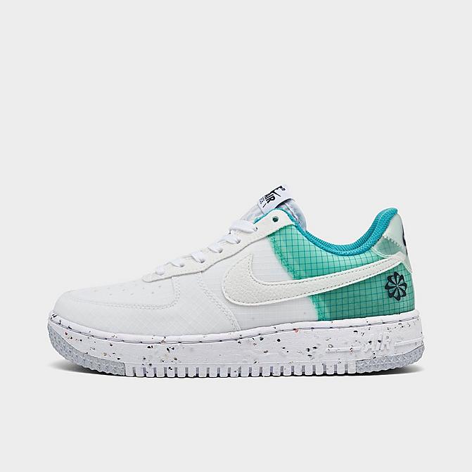 Right view of Women's Nike Air Force 1 Crater Casual Shoes in White/White/Dynamic Turquoise/Armory Navy Click to zoom