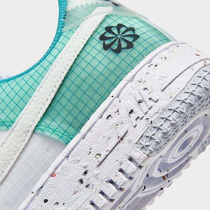 Front view of Women's Nike Air Force 1 Crater Casual Shoes in White/White/Dynamic Turquoise/Armory Navy Click to zoom