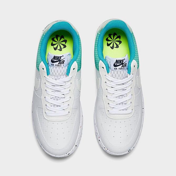 Back view of Women's Nike Air Force 1 Crater Casual Shoes in White/White/Dynamic Turquoise/Armory Navy Click to zoom