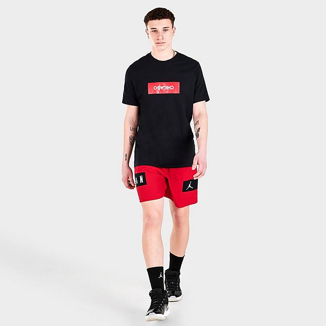 Front Three Quarter view of Men's Jordan Chicago Stencil Short-Sleeve T-Shirt in Black Click to zoom