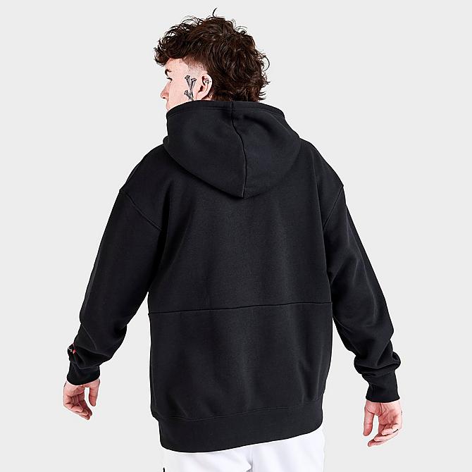 Back Right view of Men's Jordan Los Angeles Stencil Graphic Print Pullover Hoodie in Black Click to zoom